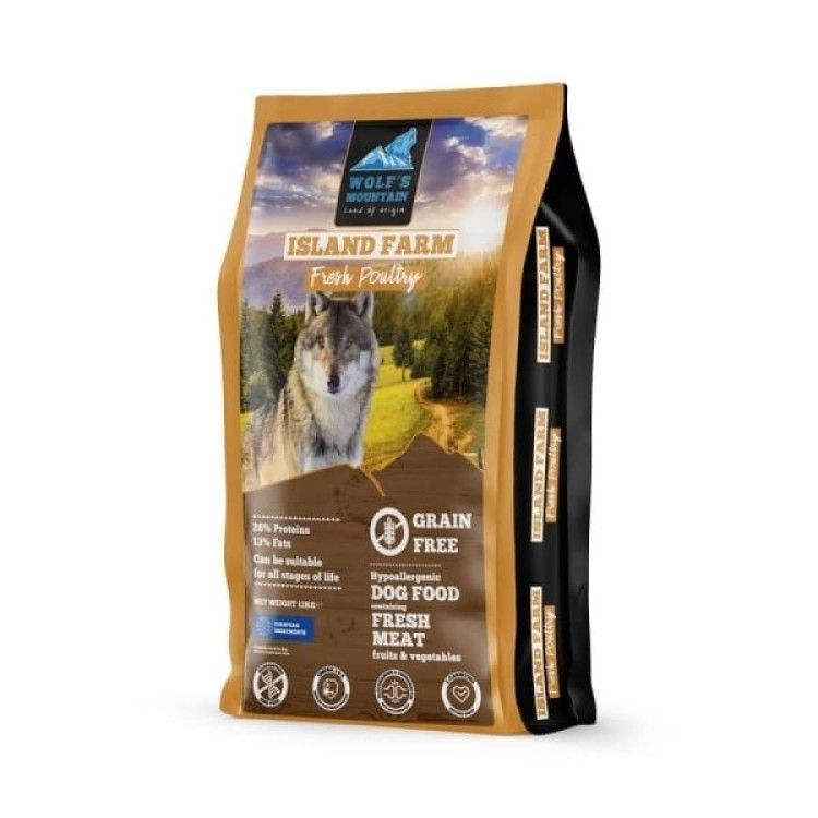 Wolf's Mountain Island Farm, Carne de Rata, Curcan & Vanat si Fructe & Legume, 12 kg (Hrana Uscata - Caini)