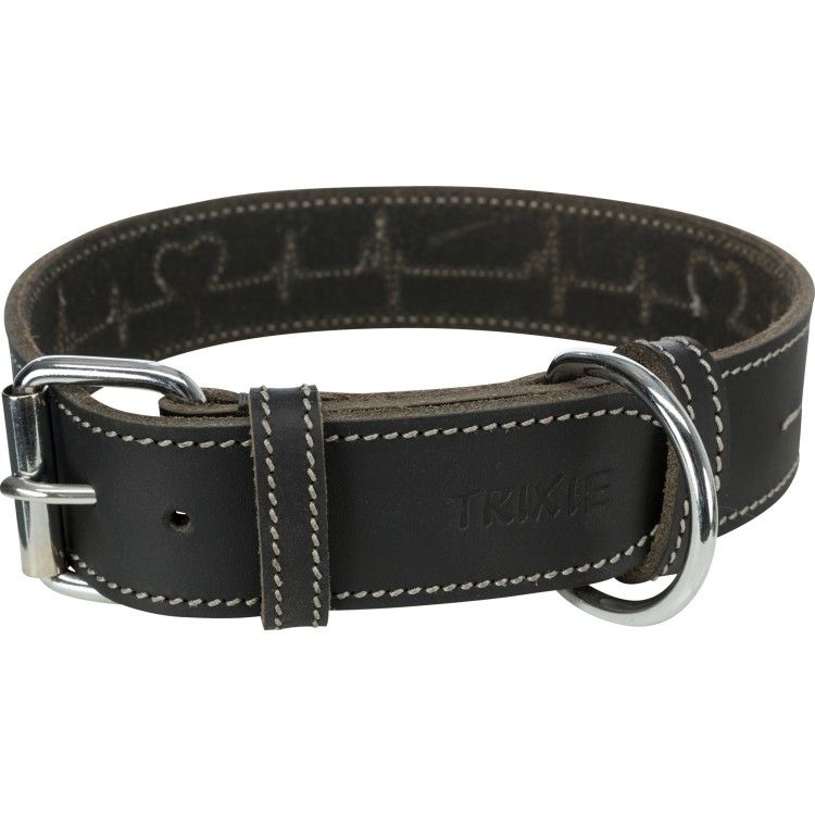 Zgarda Piele Rustic Heartbeat XL 55-56 CM/ 40MM NEGRU 18987