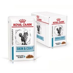 ROYAL CANIN Skin & Coat, formula veterinara, plic hrana umeda pisici, afectiuni dermatologice, 12x85 g