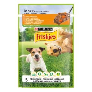 Friskies Adult cu Pui si Morcovi in Sos, 100 g (Hrana Umeda - Caini)
