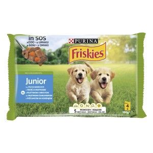 Friskies Junior cu Pui si Morcovi in Sos, 4x85 g