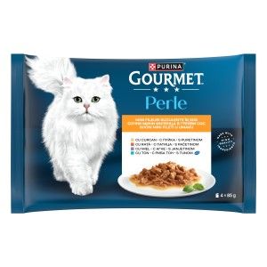GOURMET PERLE Multipack cu Miel, Rata, Ton, Curcan, 4x85 g (Hrana Umeda - Pisici)