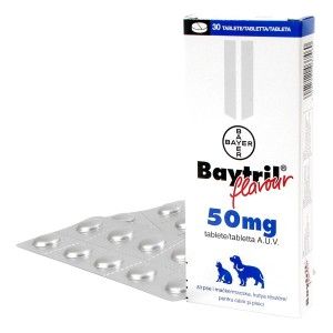 Baytril Flavoured 50 mg antibiotic pe baza de enrofloxacina pentru caini si pisici