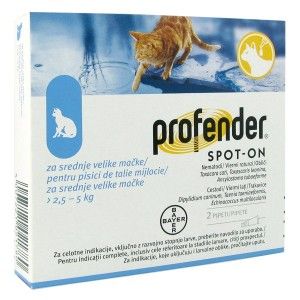 Profender Pisica M (2.5 - 5 kg), 2 pipete