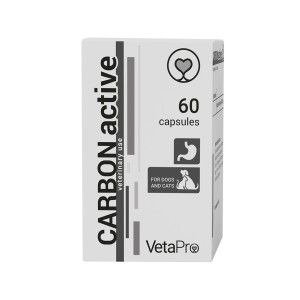 Vetapro Carbon Active, Suport Gastrointestinal Caini si Pisici, 60 capsule