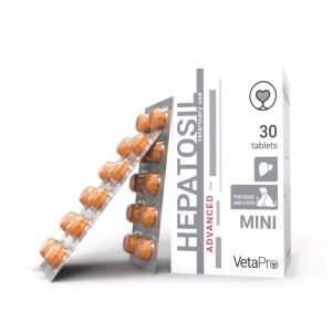 Vetapro Hepatosil Advanced Mini Suport Hepatic Caini si Pisici Rase Mici, 30 tablete
