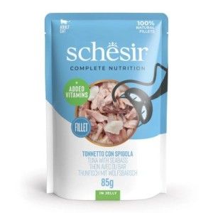 Schesir Cat Tuna with Seabass in Jelly, plic, 85 g (Hrana Umeda - Pisici)