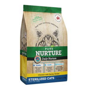 Hrana pisici sterilizate Pure Nurture, cu orz si pui, 1.5 kg (Hrana Uscata - Pisici)