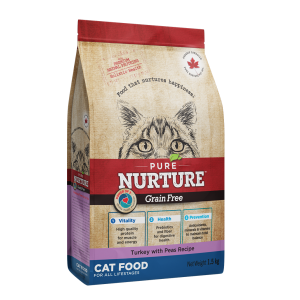 Hrana pisici de toate varstele Pure Nurture Grainfree, cu mazare si curcan, 1.5 kg (Hrana Uscata - Pisici)