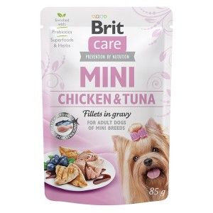 Brit Care Dog Mini Chicken and Tuna Fillets in Gravy, 85 g (Hrana Umeda - Caini)