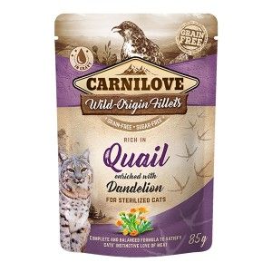 Carnilove Cat Pouch Rich in Quail With Dandelion for Sterilised, 85 g (Hrana Umeda - Pisici)