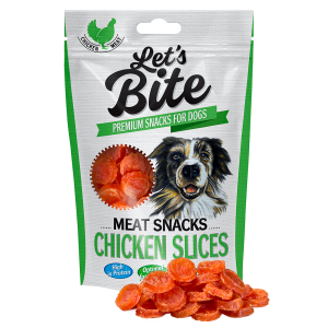 BRIT Let's Bite Meat Snacks Chicken Slices, 80 g (Delicii - Caini)