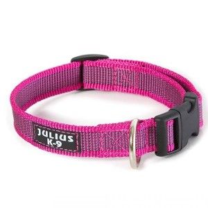 Zgarda nylon reglabila, Roz-Gri, 25 mm