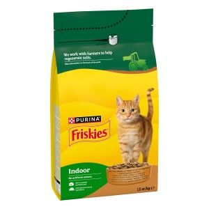 FRISKIES Adult, Pisica Indoor, Pui si Legume, 1.5 kg (Hrana Uscata - Pisici)