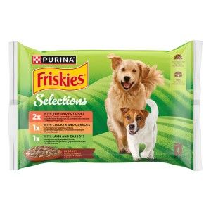 FRISKIES Adult cu Pui si Morcovi in Sos, 4x85 g (Hrana Umeda - Caini)