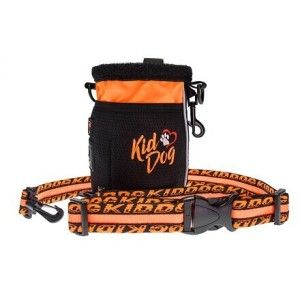 KidDog Gentuta Multifunctionala 3 in 1 pentru Recompense, cu Pungi Igienice, 17x11 cm, Portocaliu Neon/ Negru (Accesorii - Caini)
