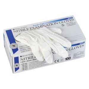 Manusi examinare din nitril, fara pudra, albe, 100 buc/set
