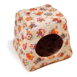 Culcus tip iglu imprimeu bufnite, 45x45x40 cm