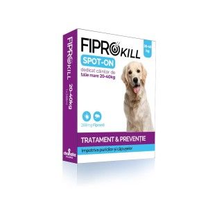 Antiparazitar Extern Pentru Caine 20-40 Kg Fiprokill Dog "L" 268 Mg Spot-on 3 Pip/ Cut