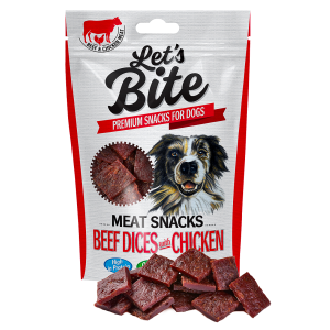 BRIT Let's Bite Meat Snacks Beef Dices With Chicken, 80 g (Delicii - Caini)