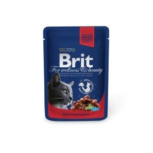 Brit Premium Cat plic cu carne de vita si mazare 100 gr