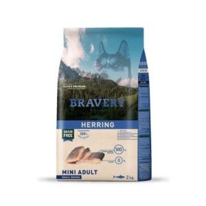 Hrana Uscata Caini, Bravery Dog, Mini Adult, Hering, 2 kg (Hrana Uscata - Caini)