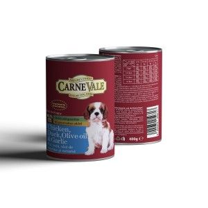 Hrana umeda caini, Carnevale Junior Pui, Rata, Usturoi & Ulei de Masline, 400 g (Hrana Umeda - Caini)