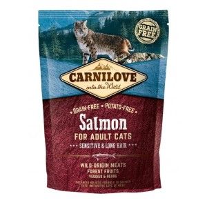 Carnilove Salmon for Adult Cats, Sensitive & Long Hair, 400 g (Hrana Uscata - Pisici)