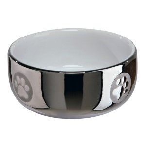 Castron Cermica Pisica 0 3 L/O 11 cm Gri/Alb 24799