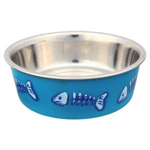 Castron Inoxidabil cu Invelis Plastic Pisici 0.3 l/12 cm 25270 - albastru