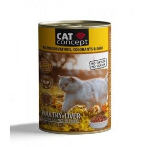Hrana umeda pisici, CAT CONCEPT Pasare & Ficat, 415 g (Hrana Umeda - Pisici)