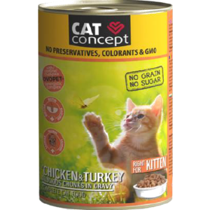 Hrana umeda pisici, CAT CONCEPT Pui & Curcan, 415 g (Hrana Umeda - Pisici)