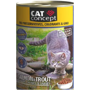 Hrana umeda pisici, CAT CONCEPT Somon & Pastrav, 415 g (Hrana Umeda - Pisici)