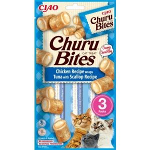 Churu Bites Recompense pentru Pisici cu Pui, Ton si Scoici, 10 g x 3 buc
