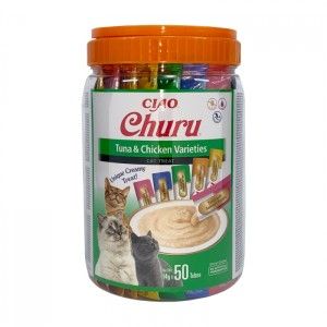Churu Cat Varieties Recompense Cremoase cu Ton Pui, 50 buc
