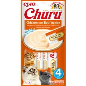 Churu Recompensa Cremoasa cu Pui si Vita, 14 g x 4 buc