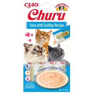 Churu Recompensa Cremoasa cu Ton si Scoici, 14 g x 4 buc