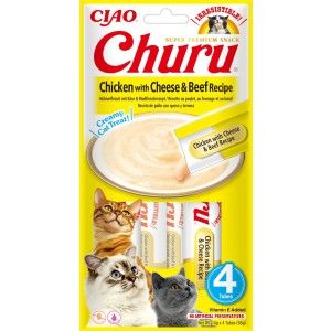 Churu Recompensa Cremoasa Reteta Pui cu Branza si Vita, 14 g x 4 buc