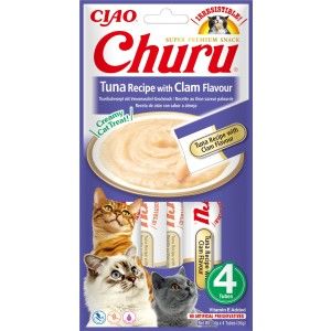 Churu Recompensa Cremoasa Reteta Ton cu Aroma de Scoici Vongole, 14 g x 4 buc