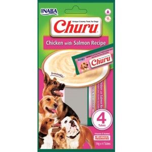 Churu Recompense Cremoase pentru Caini cu Pui si Somon, 14 g x 4 buc