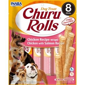 Churu Rolls Recompense pentru caini cu Pui si Somon, 12 g x 8 buc