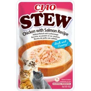 Ciao Stew pentru Pisici cu Pui si Somon, 40 g