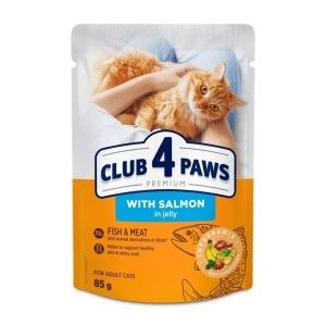 Hrana umeda premium pisici adulte, Club 4 Paws, Somon in Jeleu, 85 g (Hrana Umeda - Pisici)