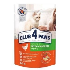Hrana umeda premium pisicute, Club 4 Paws, Kitten, Pui, 80 g (Hrana Umeda - Pisici)