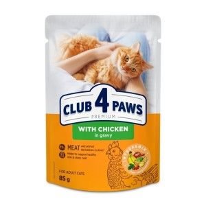 Hrana umeda premium pisici adulte, Club 4 Paws, Pui in Sos, 85 g (Hrana Umeda - Pisici)