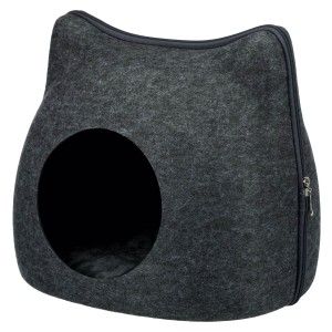 Cos Pestera Pisica cu Fermoar Gri 38x35x37 cm 36318