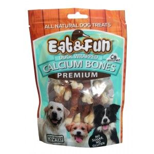 Recompense caini, Eat & Fun Duck Wrapped Calcium Bones, 100 g (Delicii - Caini)