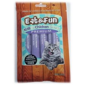 Recompense pisici, Eat & Fun Krill & Chicken Snack, 70 g (Delicii - Pisici)