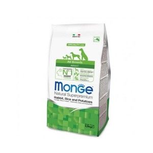 Monge Adult All Breeds Rabbit-Rice-Potatoes/Iepure-Orez-Cartofi, sac x 2.5 kg