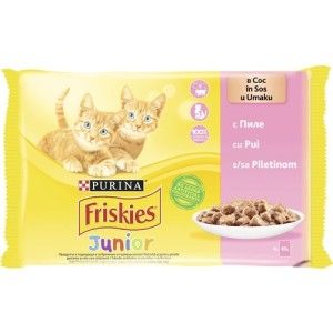 Friskies Junior Cat, Multipack Pui, 4 x 100 g (Hrana Umeda - Pisici)